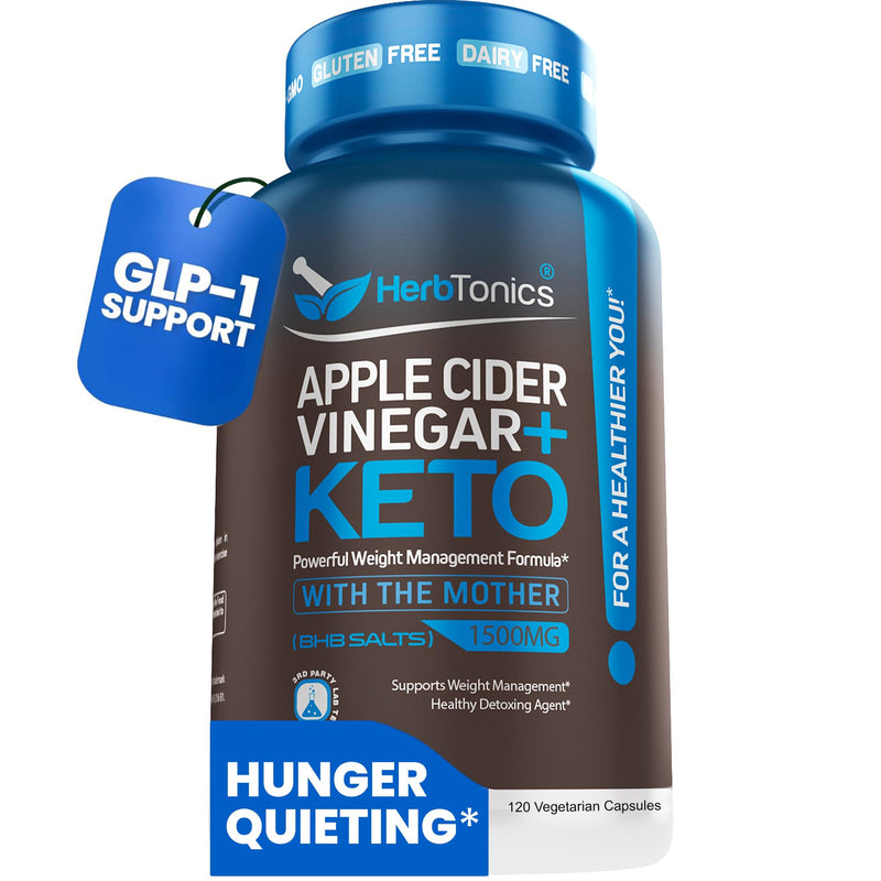 Herbtonics Apple Cider Vinegar with Keto BHB Salts – GLP-1 & Appetite Support | 120 Keto ACV Capsules