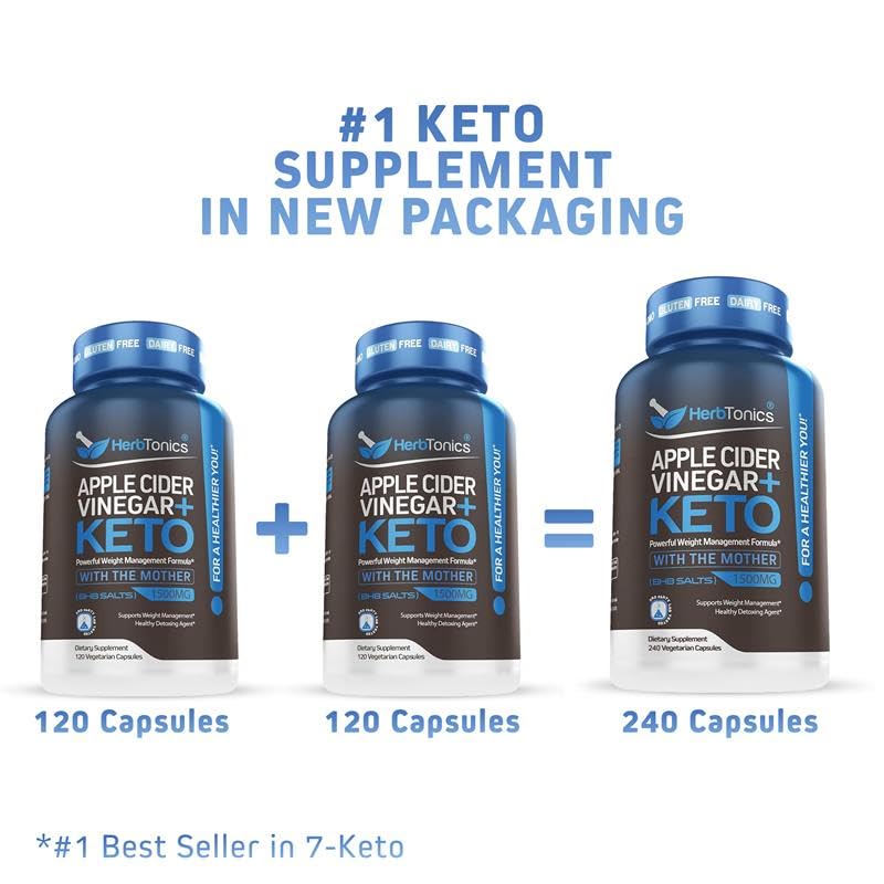 Herbtonics Keto Metabolic Optimizer & Satiety Complex | Apple Cider Vinegar + BHB Capsules | GLP-1 & Fullness Support | 240 Capsules