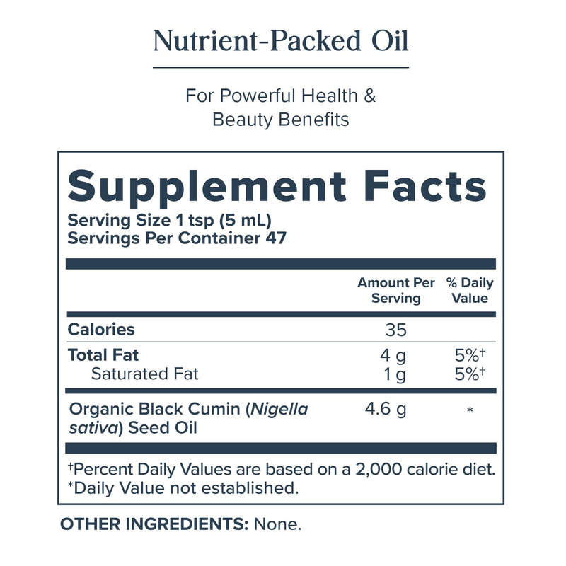 HERITAGE STORE Organic Black Seed Oil – Cold-Pressed Nigella Sativa, Thymoquinone, Vegan 8oz