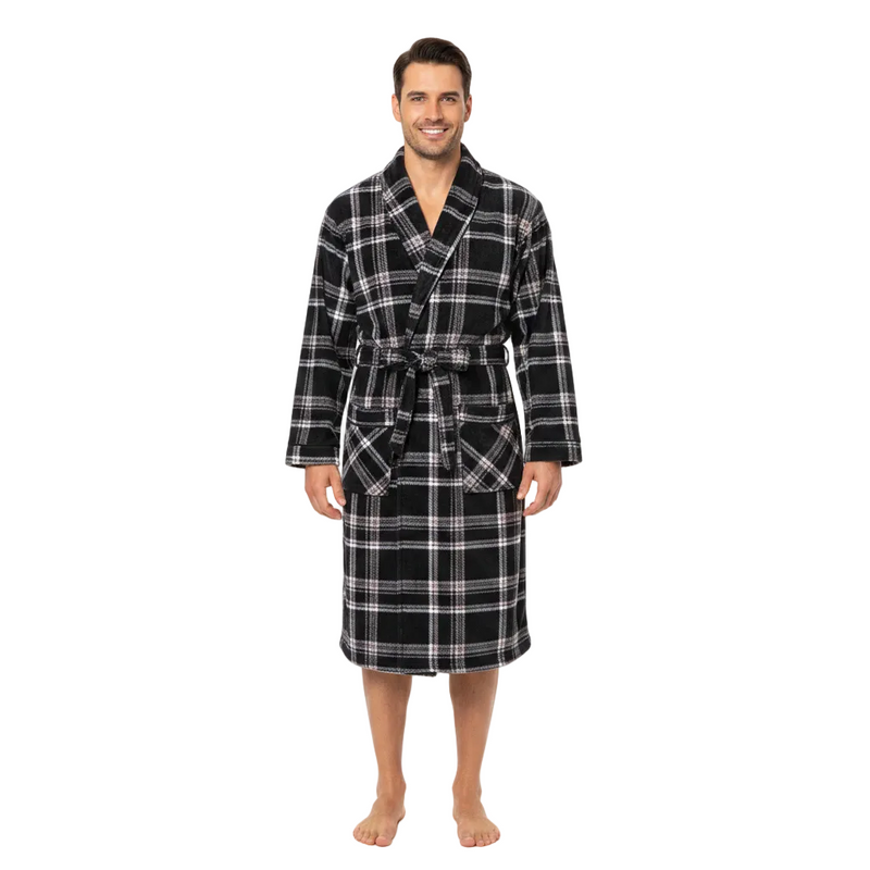Ultimate Comfort with Our Men's Checkered Fleece Gown