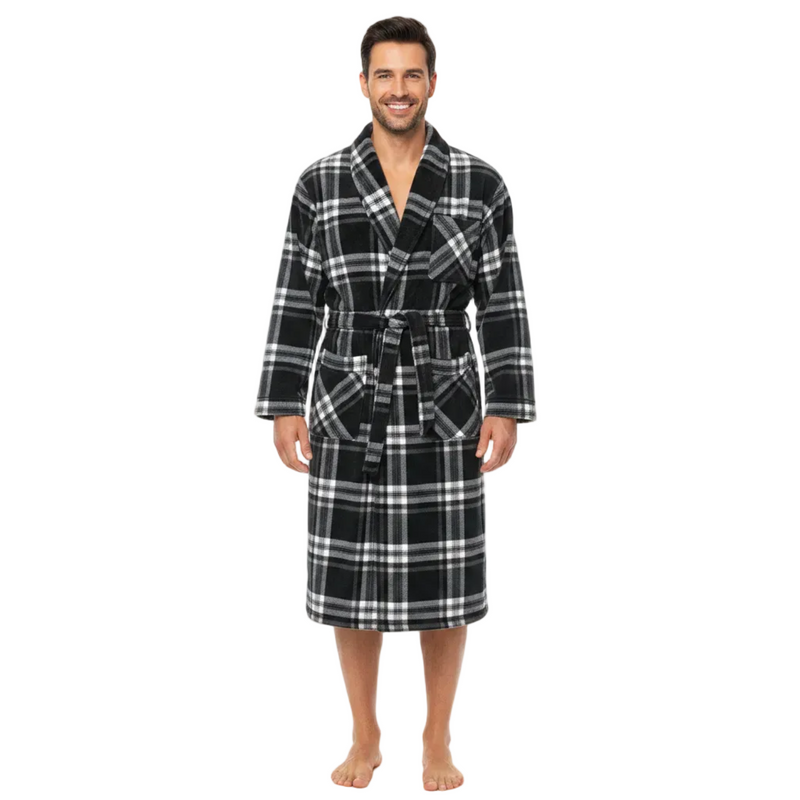 Ultimate Comfort with Our Men's Checkered Fleece Gown