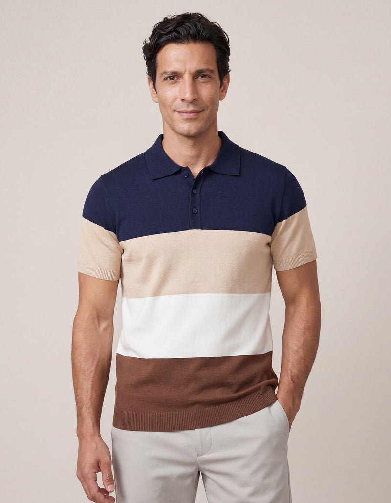 Striped Knitted Polo Shirt