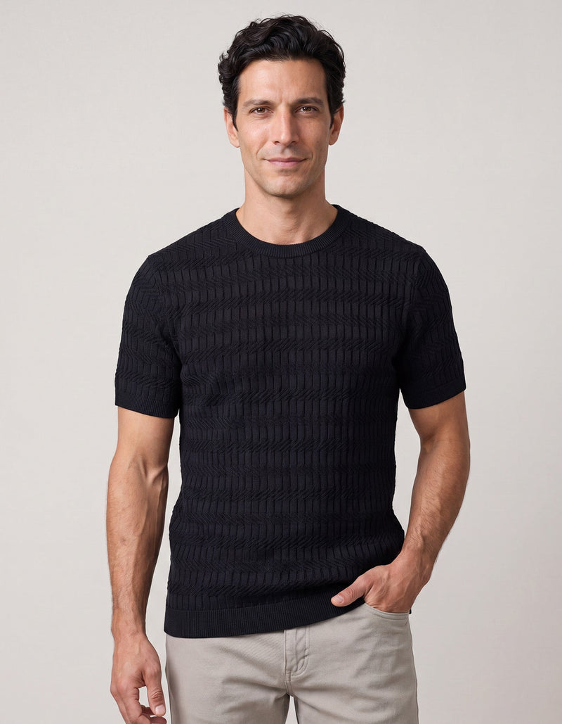 Black Jacquard Knitted Tee