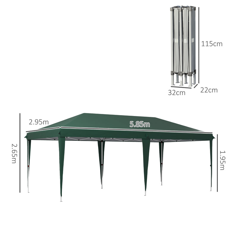Outsunny 6 x 3(m) Pop Up Gazebo Patio Party Event Heavy Duty Canopy Green
