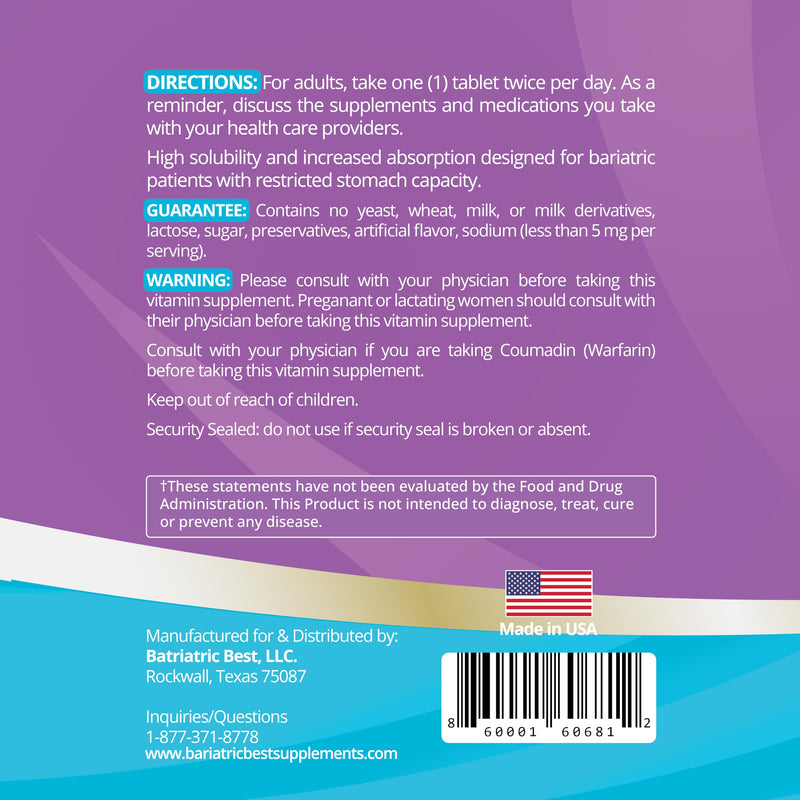 High ADEK Bariatric Multivitamin for Post DS/SADI Surgery – 180 Tablets