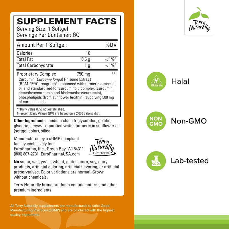 Terry Naturally CuraMed 750mg Curcumin - Brain & Heart Health (Pack of 3)