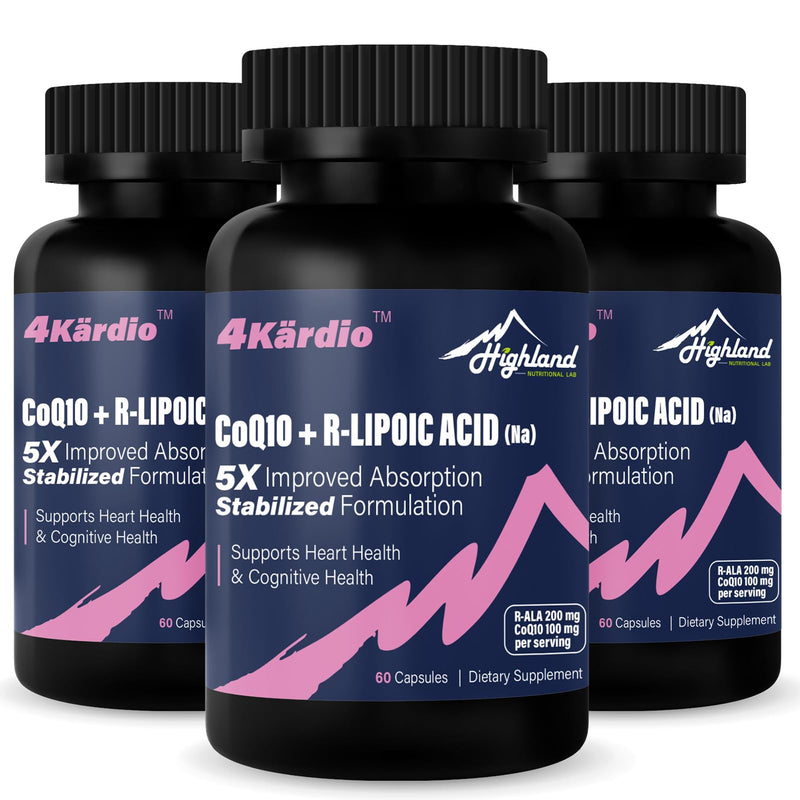 CoQ10 100mg + R-Lipoic Acid 200mg – Highland Nutritional Lab, 180 Capsules