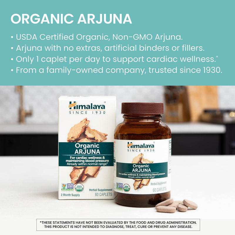 Himalaya Organic Arjuna - Blood Pressure Support, 700mg, 60 Count (Pack of 2)