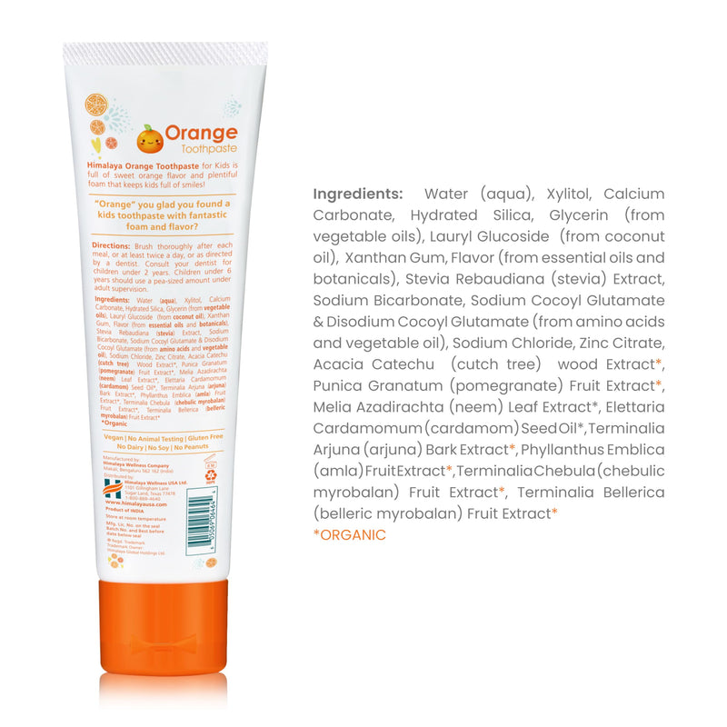 Himalaya Botanique Kids Toothpaste – Fluoride Free, Herbal, Orange Flavor | 4 oz, 2 Pack
