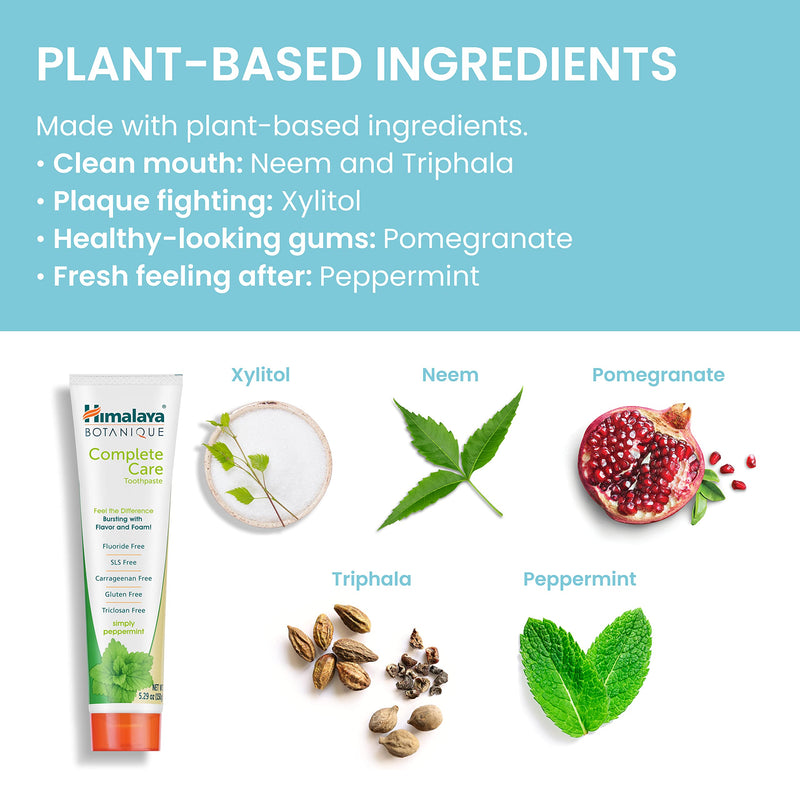 Himalaya Botanique Complete Care Toothpaste – Herbal, Fluoride Free, Peppermint (2 Pack)