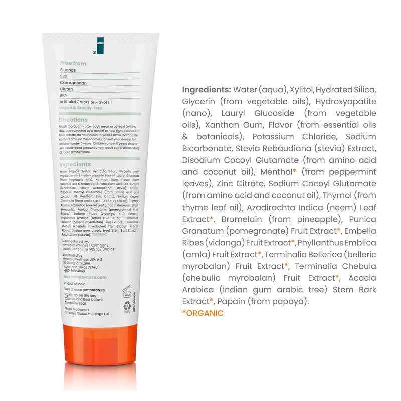 Himalaya Botanique Whitening + Hydroxyapatite Toothpaste, Mint Flavor - Nano Hydroxyapatite to Support Remineralization and Restore Enamel to Strengthen Teeth - Vegan, Gluten Free, 4 oz (Pack of 4)