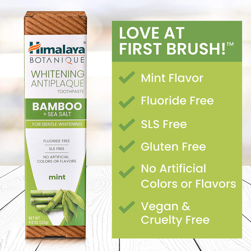 Himalaya Botanique Whitening Antiplaque Toothpaste – Bamboo & Sea Salt, Fluoride Free