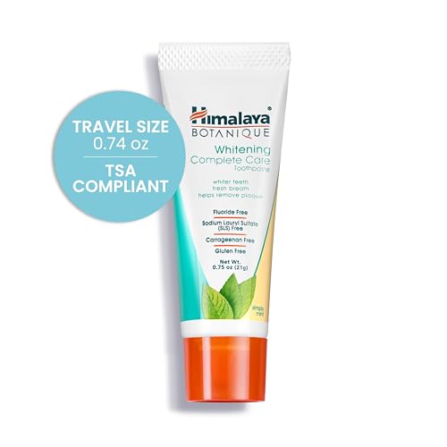 Himalaya Botanique Whitening Complete Care Travel Toothpaste – Mint, Fluoride Free, Vegan (0.74 oz x10)