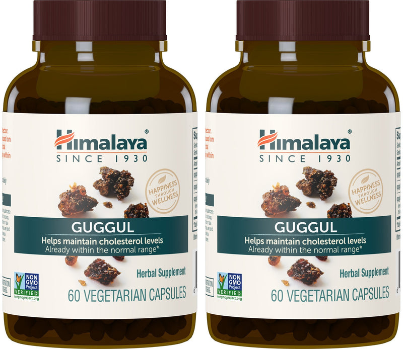 Himalaya Guggul - Cholesterol Support (LDL, HDL & Triglycerides) 750 mg, 60 Vegetarian Capsules, 1 Month Supply, 2 Pack