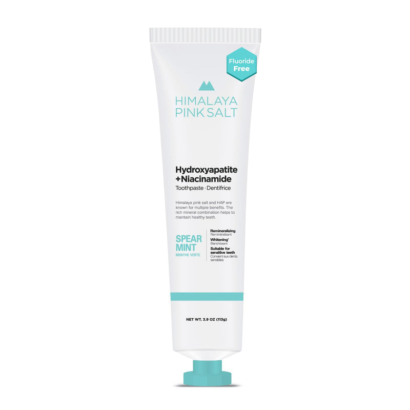 HIMALAYA PINKSALT Fluoride-Free HAP Toothpaste – Niacinamide, Spearmint, 3.9 oz