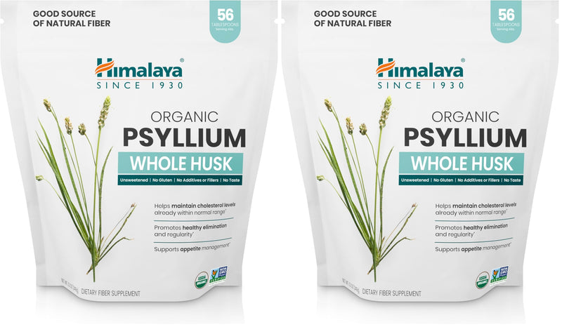 Himalaya Organic Psyllium Whole Husk – 2-Pack, 56 Tbsp, Unflavored, USDA Organic, Non-GMO Fiber Supplement