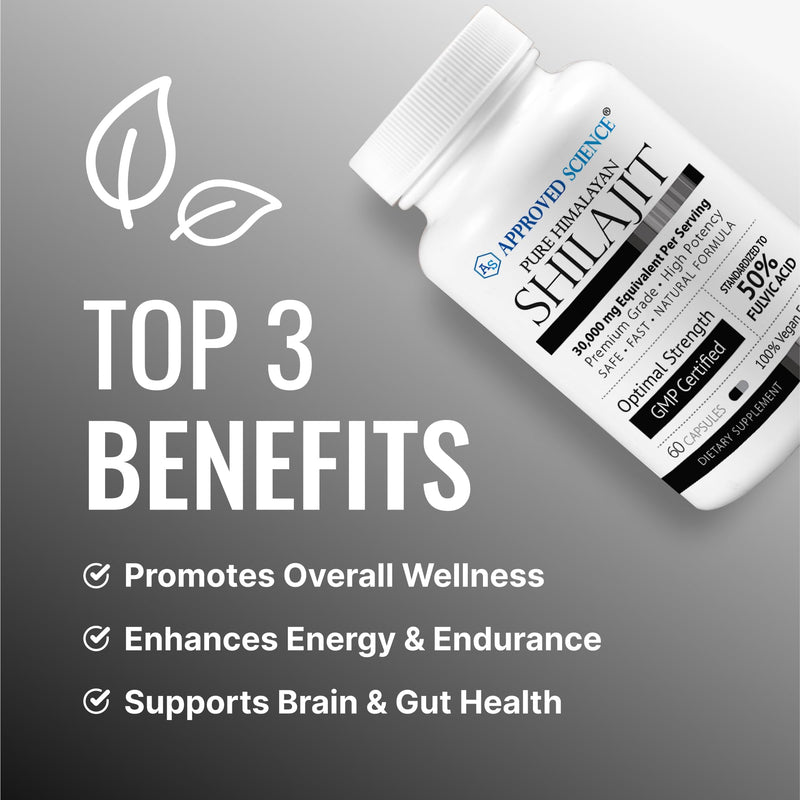 Approved Science Himalayan Shilajit: 50% Fulvic, 30:1 Extract, 360 Capsules