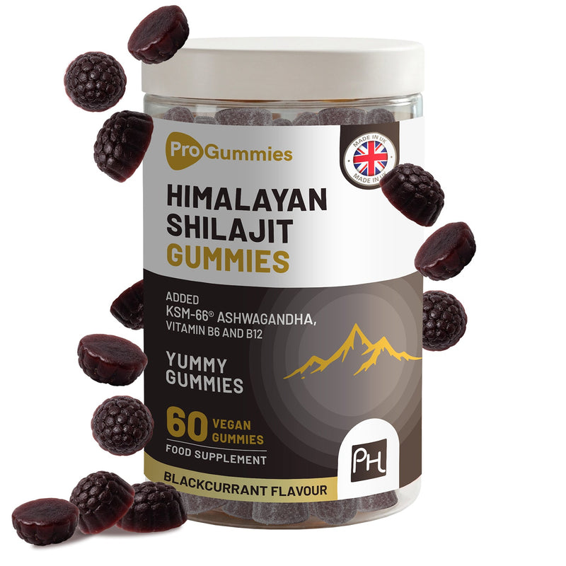 Himalayan Shilajit Gummies 3000mg with KSM-66 Ashwagandha, Vitamin B6 & B12 – 60 Vegan Gummies - InStock