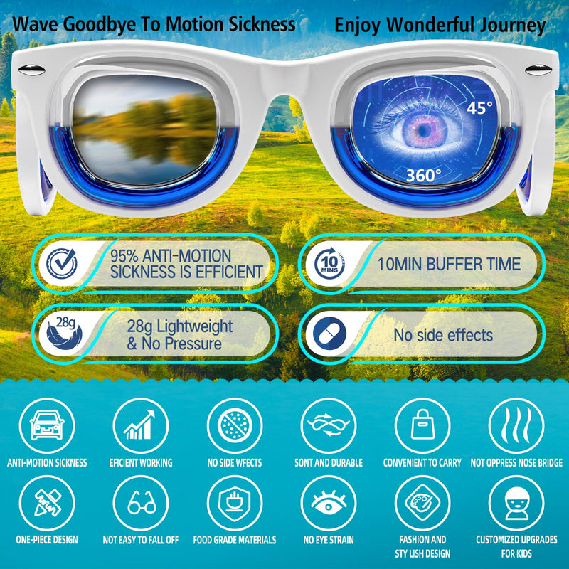 Hion Kids Anti-Motion Sickness Smart Glasses – Ultra-Light Travel Eyewear (2 Pairs) for Ages 3–8
