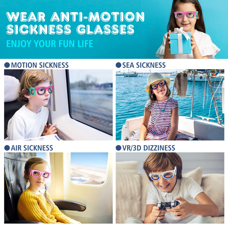 Hion Kids Anti-Motion Sickness Smart Glasses (3-8 Years) – Ultra-Light Travel Glasses for Nausea Relief (White)