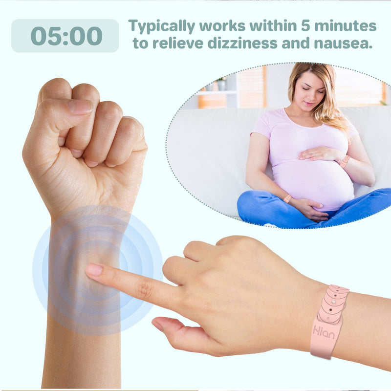 Hion Motion Sickness Bracelets – Acupressure Nausea Bands (2 Pairs)