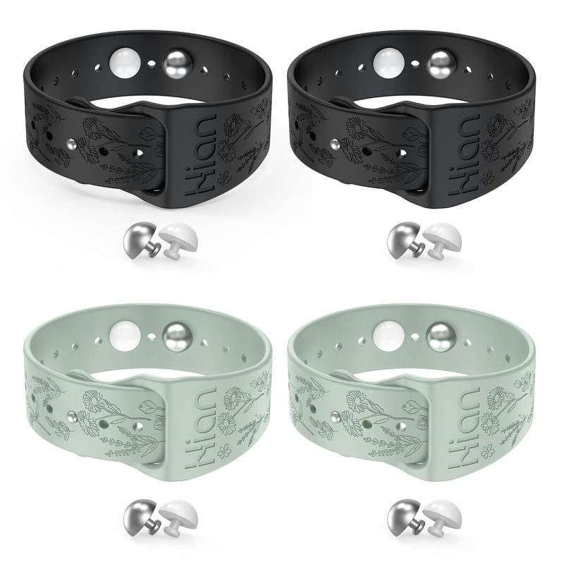 Hion Motion Sickness Bracelets — 2 Pairs (Black + Beryl) Acupressure Nausea Bands