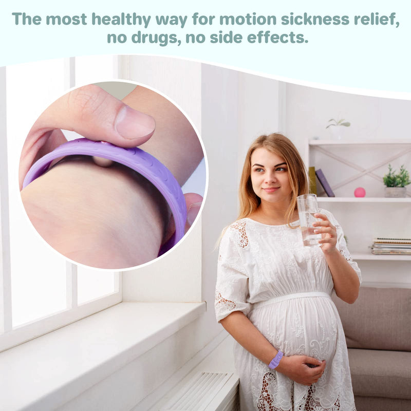 Hion Motion Sickness Bracelets – Acupressure Wristbands for Nausea (1 Pair, Starlight)