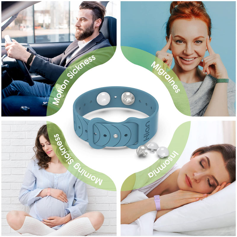 Hion Motion Sickness Bracelets – Acupressure Wristbands for Nausea (1 Pair, Starlight)