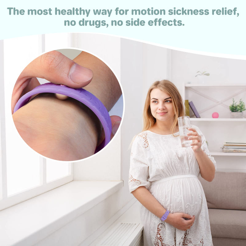 Hion Motion Sickness Bracelets — Acupressure Wristbands (3 Pairs: Black Blue White)