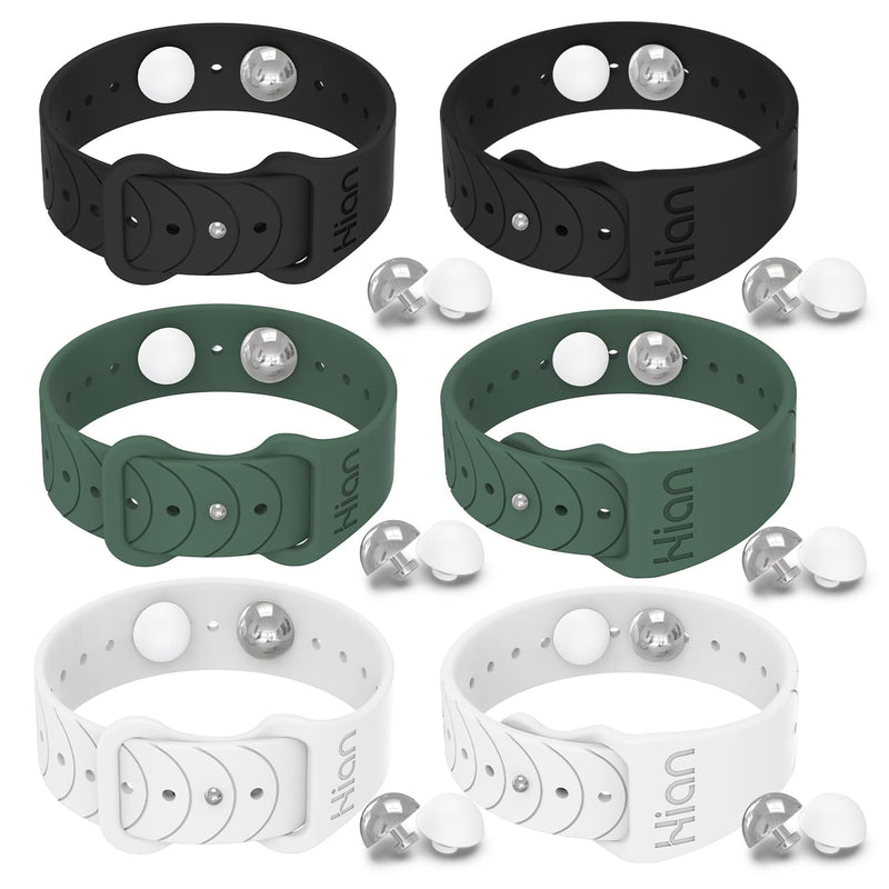 Hion Motion Sickness Bracelets – Acupressure Wristbands for Travel, Morning Sickness & Nausea Relief | 3 Pairs (Black, White, Green)