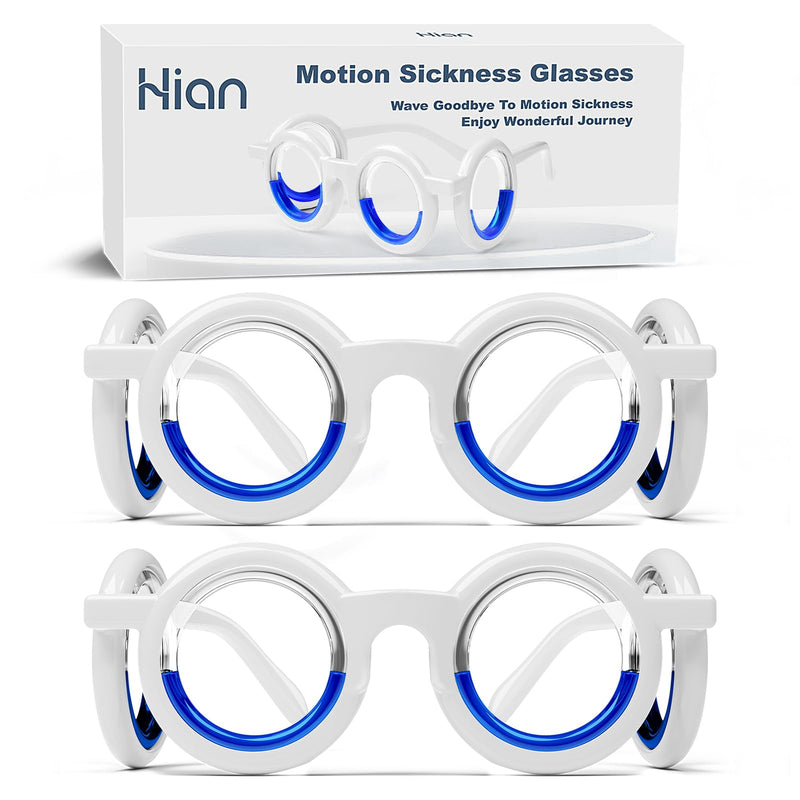 Hion Motion Sickness Glasses – Ultra-Light No-Lens Liquid Glasses for Cars, Air, Sea Travel (2 Pairs)