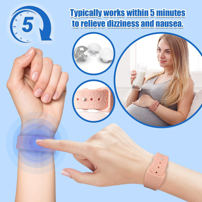 Hion Motion Sickness Bracelets — 2 Pairs (Black + Beryl) Acupressure Nausea Bands