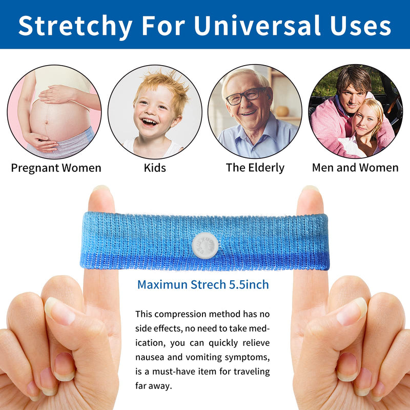 HIONXMGA 6 Pairs Motion Sickness Bands – Natural Acupressure Nausea Relief for Car, Cruise & Flight Travel (Adults & Kids)