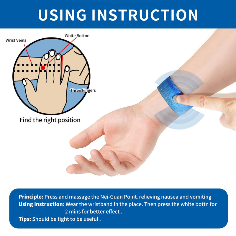 HIONXMGA 6 Pairs Motion Sickness Bands – Natural Acupressure Nausea Relief for Car, Cruise & Flight Travel (Adults & Kids)
