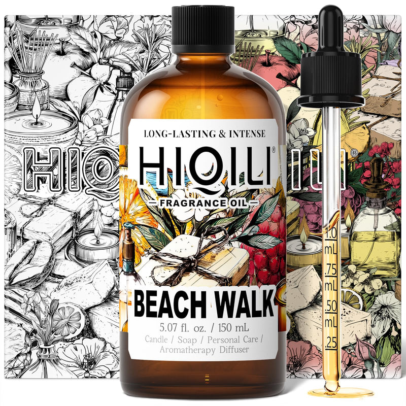 HIQILI Beach Walk Fragrance Oil - 5.07 Fl Oz for Diffuser, Candle & Soap