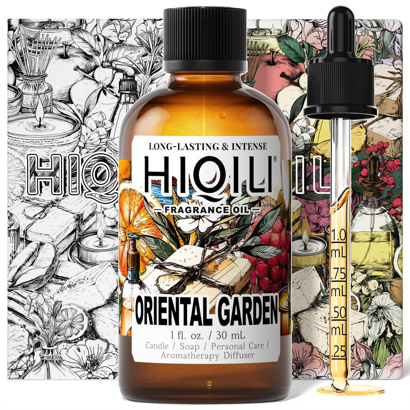HIQILI Oriental Garden Fragrance Oil for Candle & Soap Making – Inspired by H.er-mes Le-Jrn deMonsr-Li – Luxury Hotel Scents for Diffusers – 1 Fl Oz
