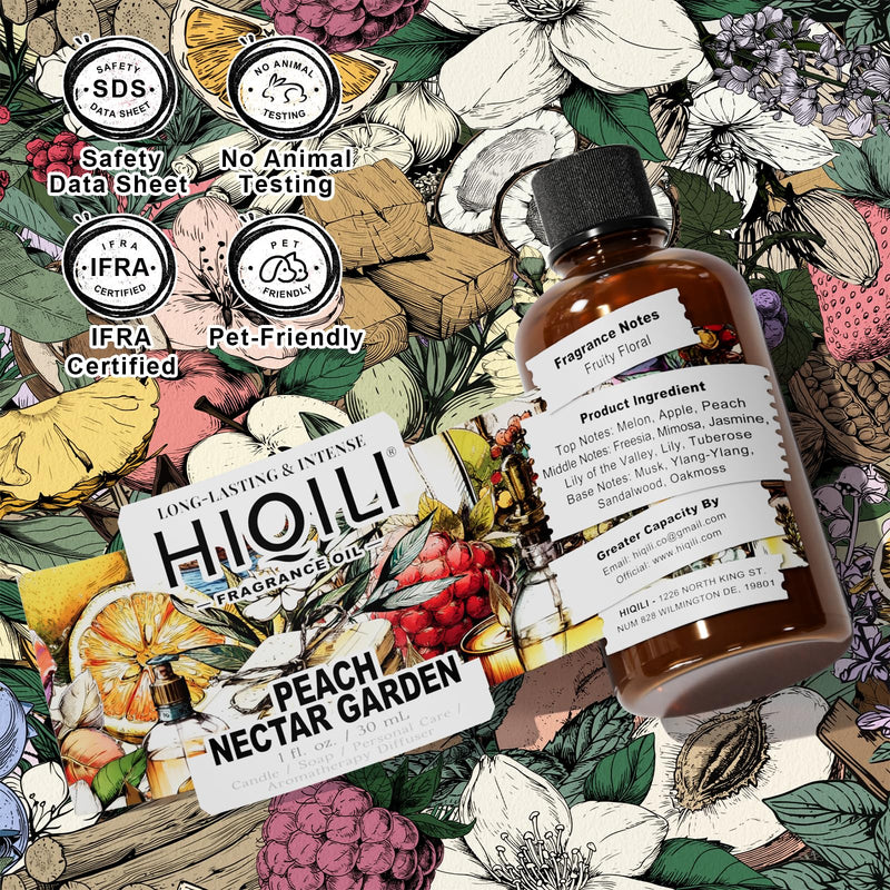 HIQILI Peach Nectar Garden Fragrance Oil for Diffusers – 1 fl oz