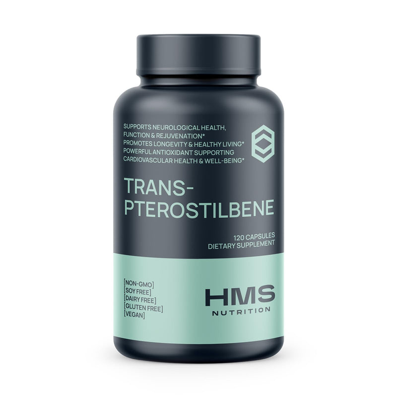 HMS Nutrition Potent Trans-Pterostilbene 200mg | 120 Vegan Capsules | Gluten, Soy & Dairy Free
