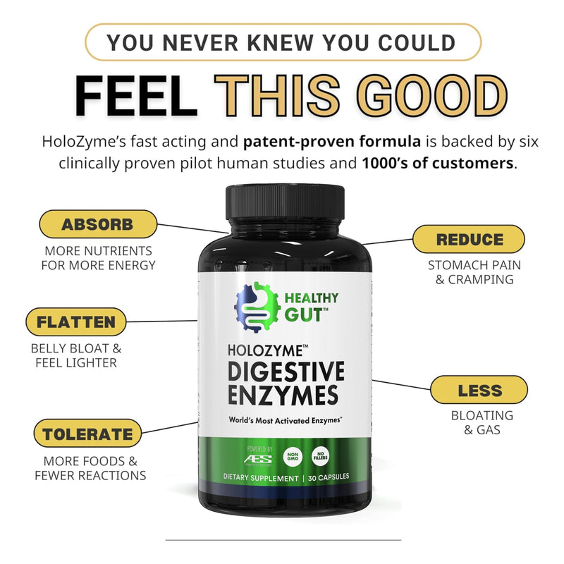 Healthy Gut HoloZyme Max Strength Digestive Enzymes – 15 Servings