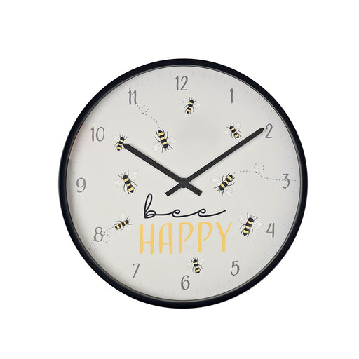 Hometime Slogan Wall Clock "Bee Happy" 30cm - InStock
