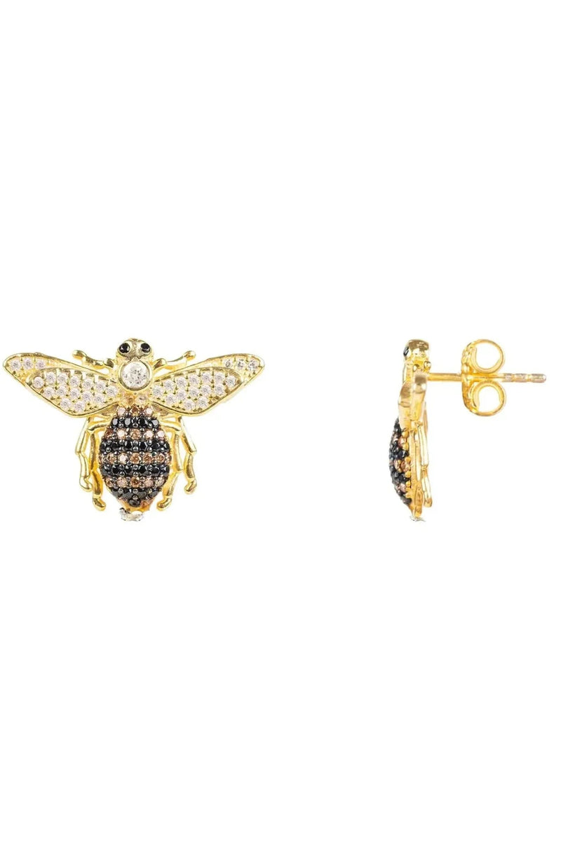 Honey Bee Stud Earrings Gold