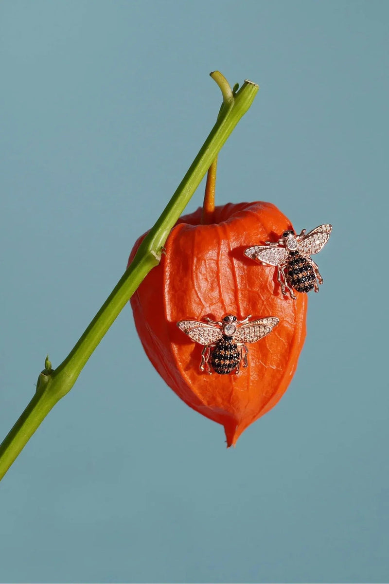 Honey Bee Stud Earrings Rosegold