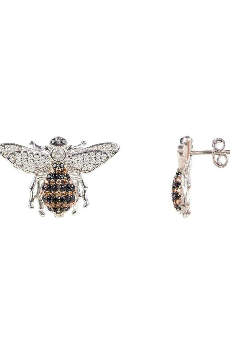 Honey Bee Stud Earrings Silver