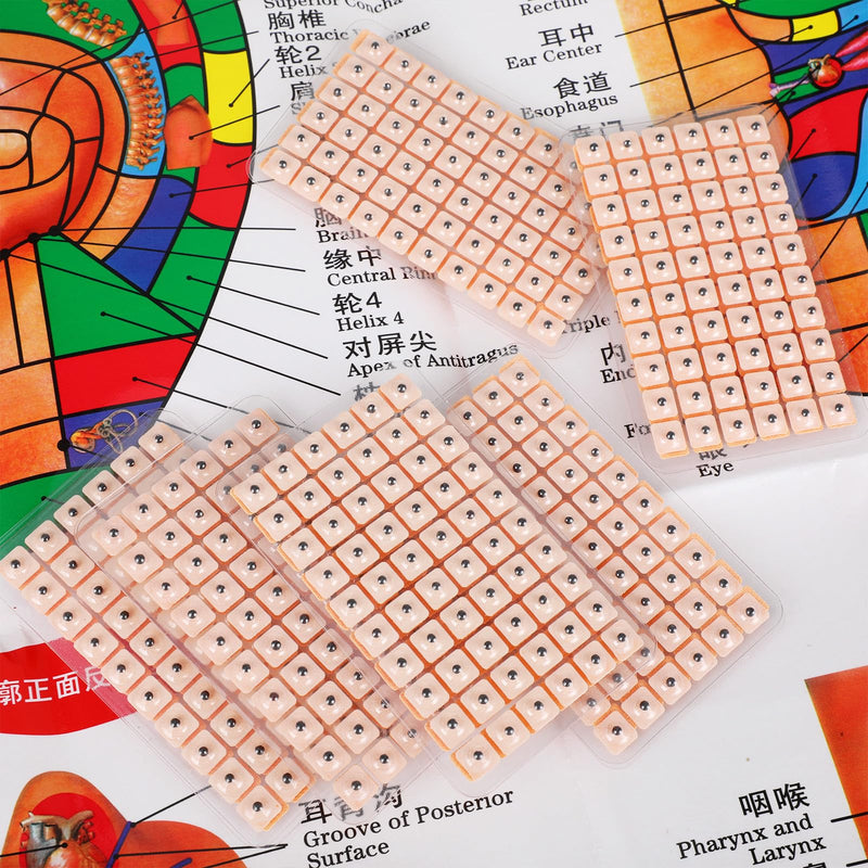 Honoson 1 Set 1200 Pcs Acupressure Ear Beads – Ear Counters, Acupuncture Kit with Chart, Probe & Tweezers