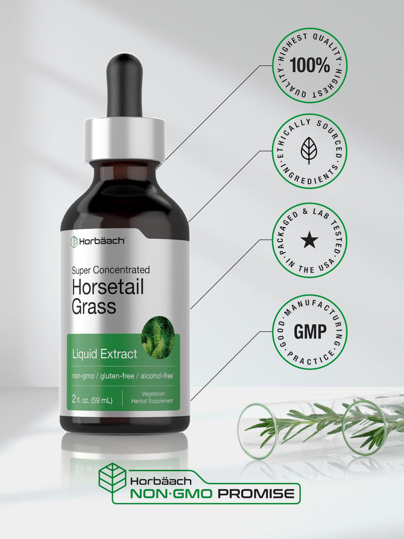 Horbaach Horsetail Liquid Extract - Alcohol Free, Gluten Free, Non-GMO | 2 fl oz