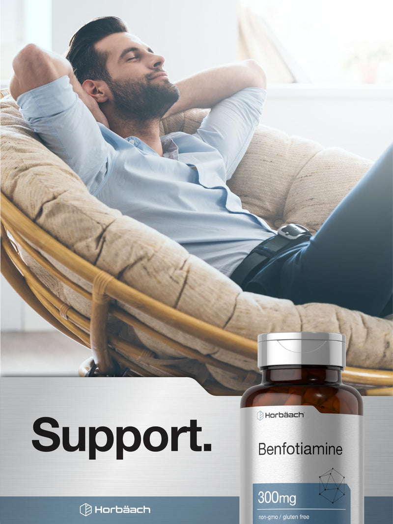 Horbaach Benfotiamine 300mg | 60 Capsules | Vitamin B1 Thiamine | Non-GMO & Gluten Free Supplement