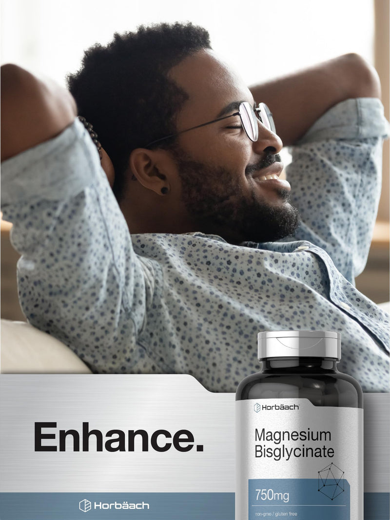 Horbäach Magnesium Bisglycinate 750mg - 120 Capsules | Non-GMO & Gluten Free