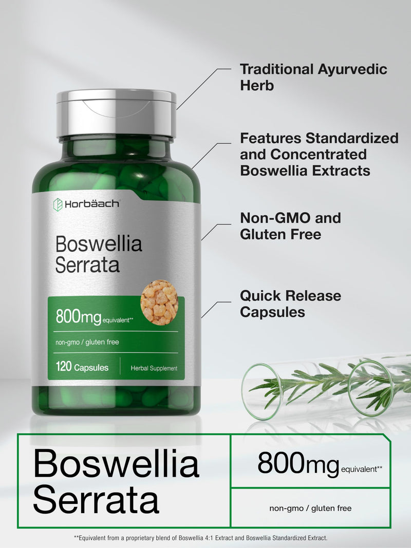 Horbaach Boswellia Serrata 800mg Capsules – 120 Count | Non-GMO, Gluten Free
