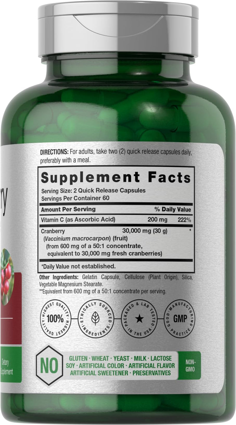 Horbäach Cranberry Concentrate Pills + Vitamin C – 30,000mg | Pack of 2