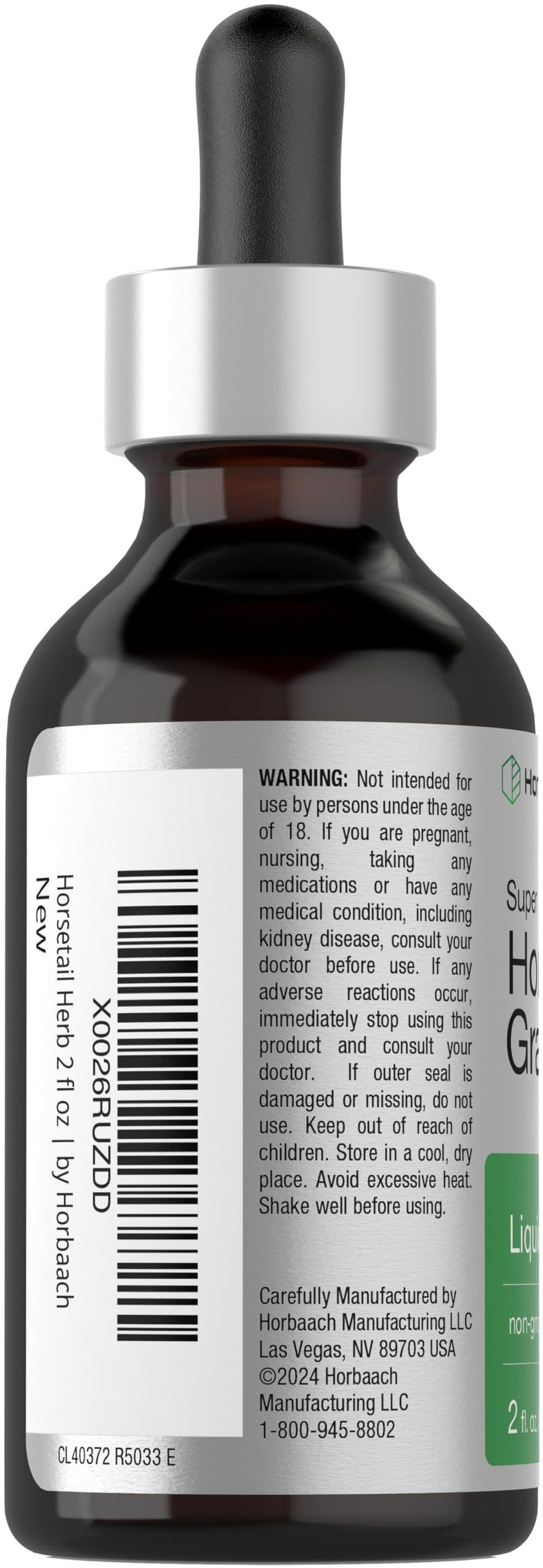Horbaach Horsetail Liquid Extract - Alcohol Free, Gluten Free, Non-GMO | 2 fl oz